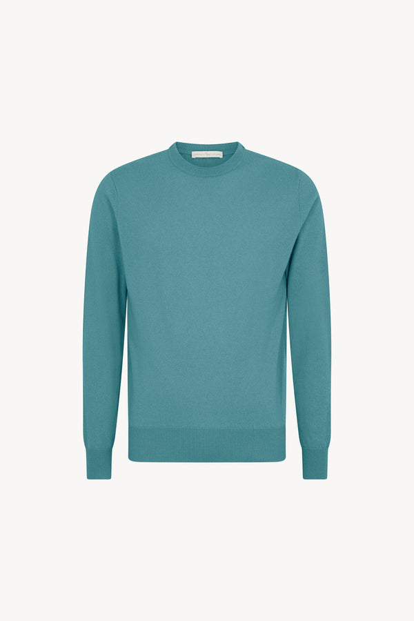 Maglia Girocollo in Puro Cashmere Turchese