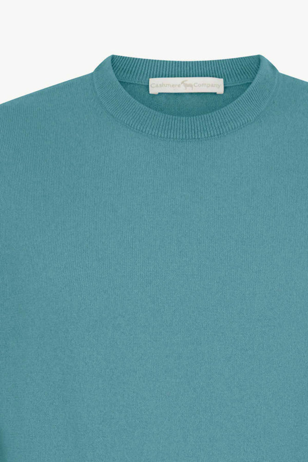 Maglia Girocollo in Puro Cashmere Turchese