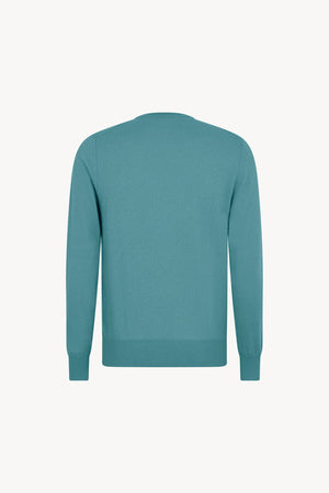 Maglia Girocollo in Puro Cashmere Turchese