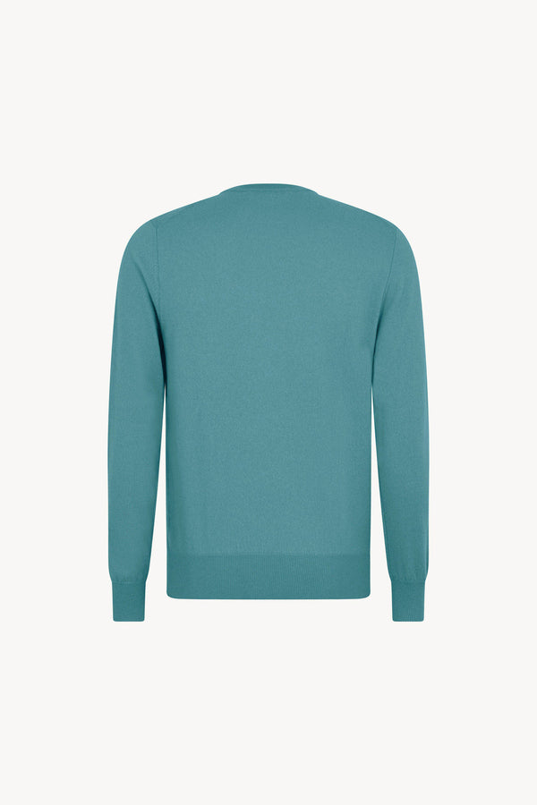 Maglia Girocollo in Puro Cashmere Turchese