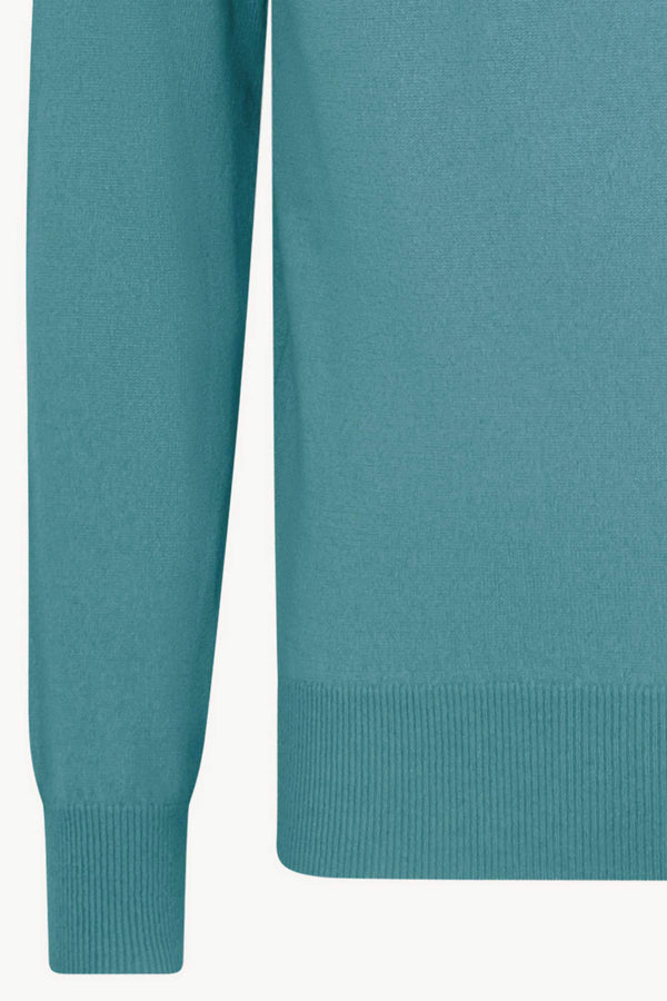 Maglia Girocollo in Puro Cashmere Turchese