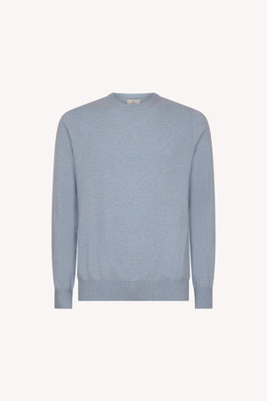 Light Blue Pure Cashmere Round Neck Pullover