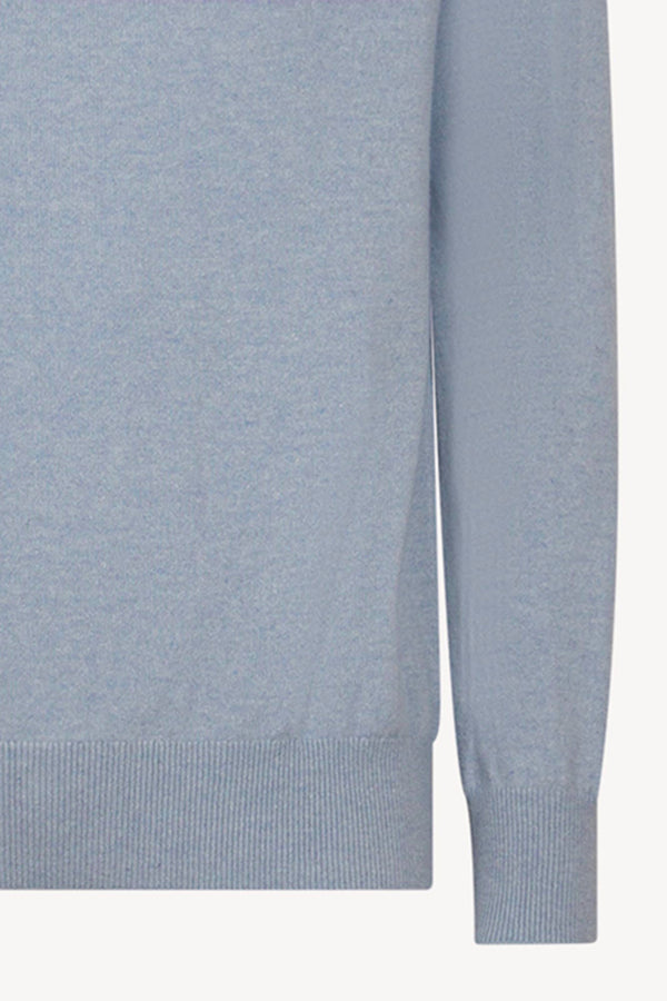Light Blue Pure Cashmere Round Neck Pullover