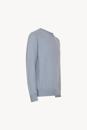 Light Blue Pure Cashmere Round Neck Pullover