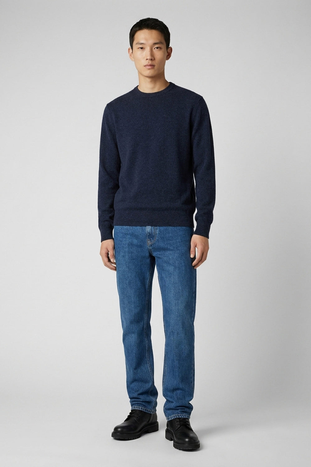 Maglia Girocollo in Puro Cashmere Oceano