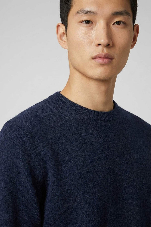 Marine Blue Pure Cashmere Round Neck Pullover