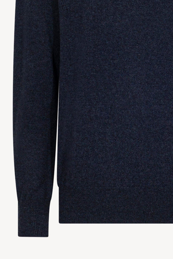 Marine Blue Pure Cashmere Round Neck Pullover