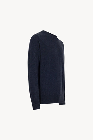 Marine Blue Pure Cashmere Round Neck Pullover