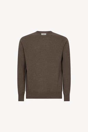Bark Brown Pure Cashmere Round Neck Pullover