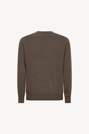 Bark Brown Pure Cashmere Round Neck Pullover
