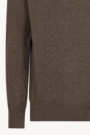 Bark Brown Pure Cashmere Round Neck Pullover