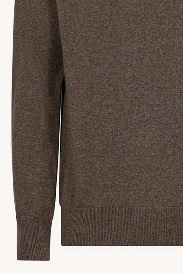 Bark Brown Pure Cashmere Round Neck Pullover