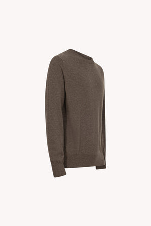 Bark Brown Pure Cashmere Round Neck Pullover