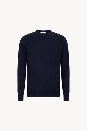 Maglia Girocollo in Puro Cashmere Navy