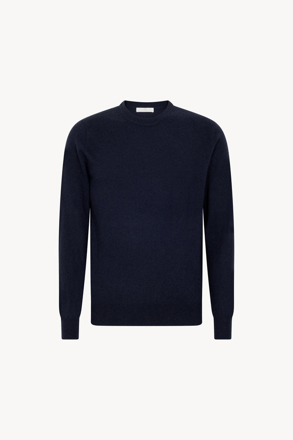 Maglia Girocollo in Puro Cashmere Navy