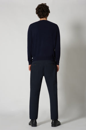 Maglia Girocollo in Puro Cashmere Navy