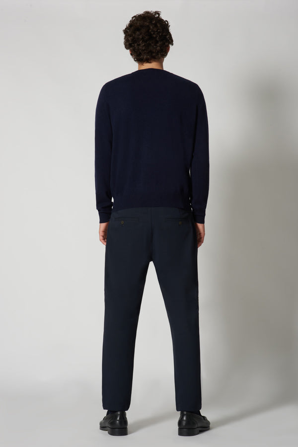 Maglia Girocollo in Puro Cashmere Navy