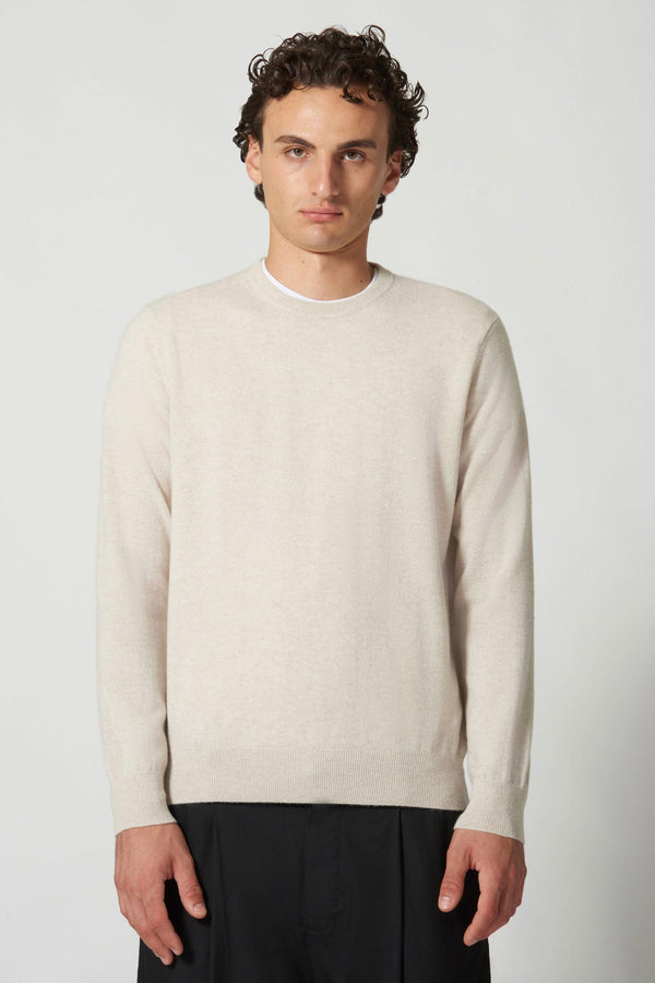 Maglia Girocollo in Puro Cashmere Avena
