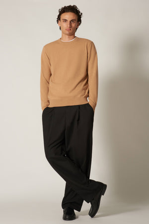 Maglia Girocollo in Puro Cashmere Cammello