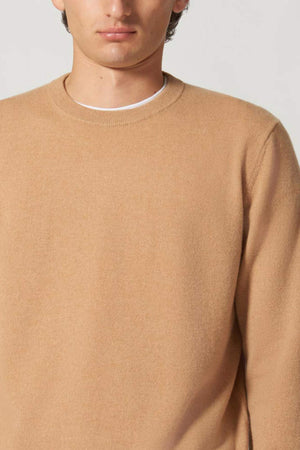 Maglia Girocollo in Puro Cashmere Cammello