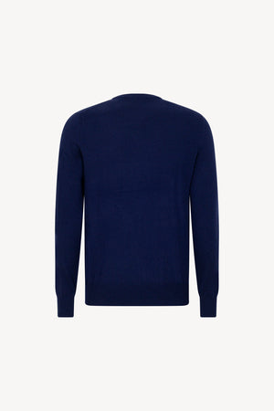 Maglia Girocollo in Puro Cashmere Ink Blue
