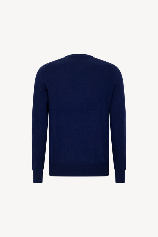 Maglia Girocollo in Puro Cashmere Ink Blue