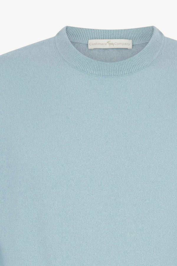 Maglia Girocollo in Puro Cashmere Acquamarina