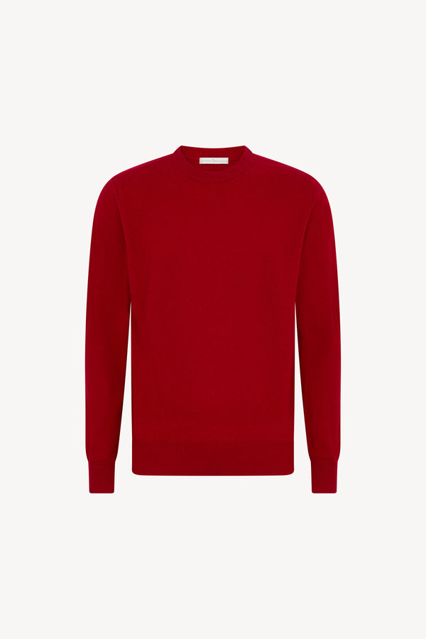 Maglia Girocollo in Puro Cashmere Rubino