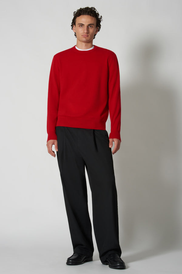 Maglia Girocollo in Puro Cashmere Rubino