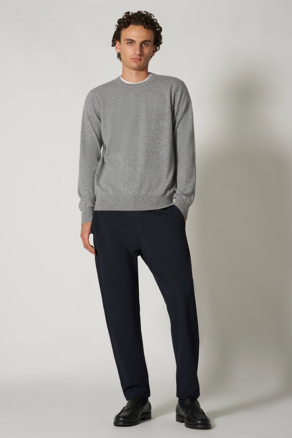 Maglia Girocollo in Puro Cashmere Silver