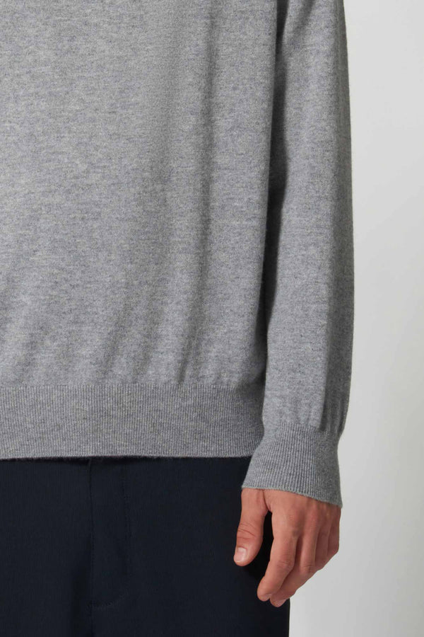 Maglia Girocollo in Puro Cashmere Silver