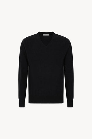 Black Pure Cashmere V-Neck Pullover