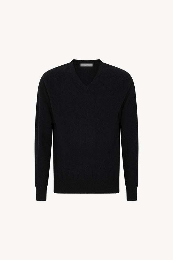 Black Pure Cashmere V-Neck Pullover