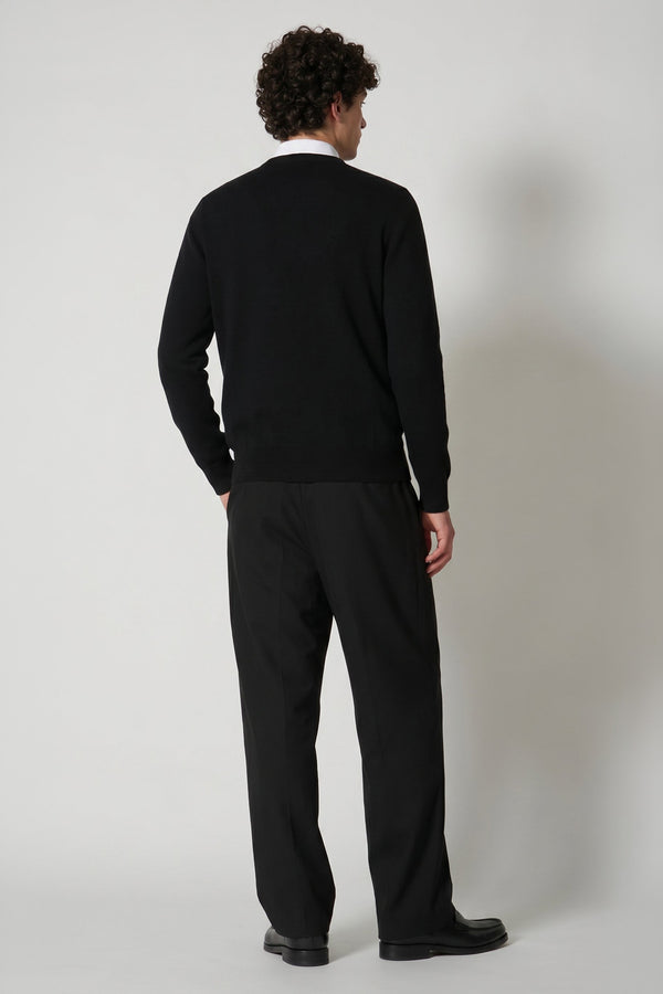 Black Pure Cashmere V-Neck Pullover