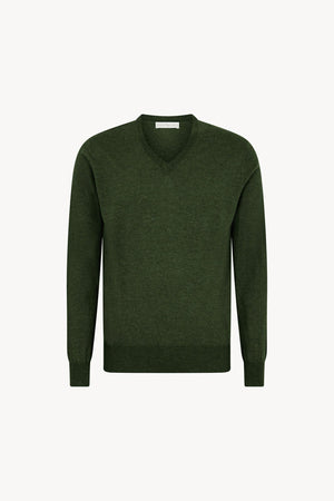Maglia Scollo a V in Puro Cashmere Loden