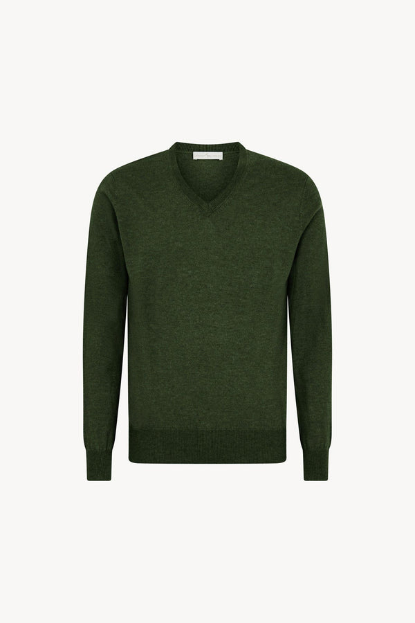 Maglia Scollo a V in Puro Cashmere Loden