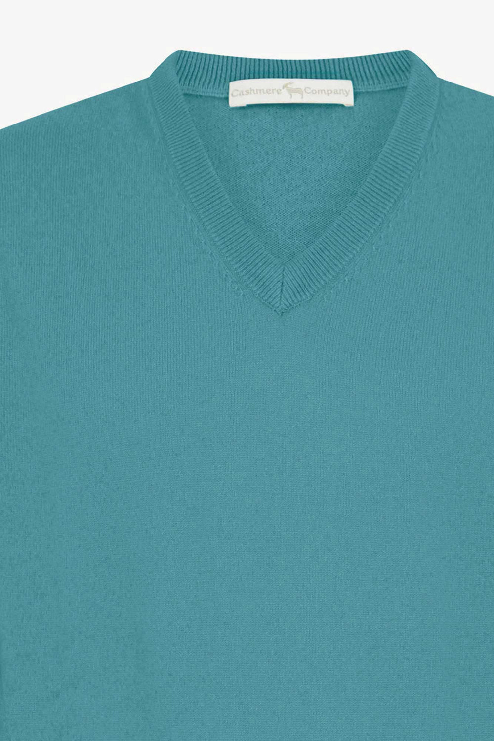 Maglia Scollo a V in Puro Cashmere Turchese