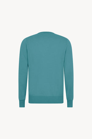 Maglia Scollo a V in Puro Cashmere Turchese