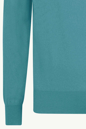 Maglia Scollo a V in Puro Cashmere Turchese