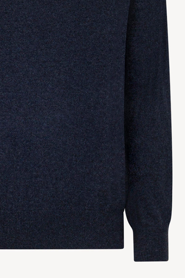 Marine Blue Pure Cashmere V-Neck Pullover