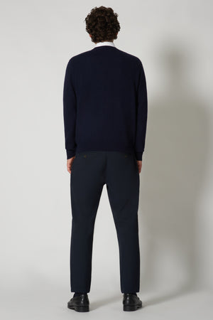 Maglia Scollo a V in Puro Cashmere Navy