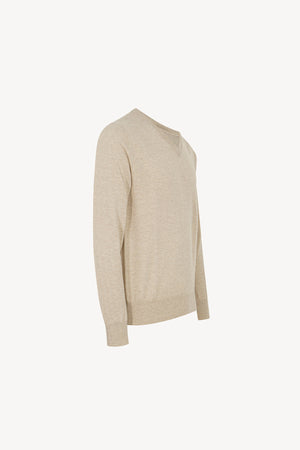 Maglia Scollo a V in Puro Cashmere Avena