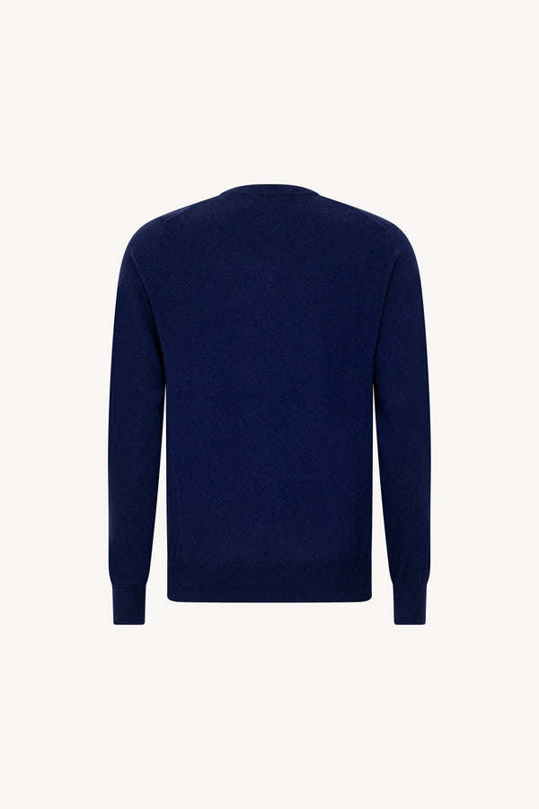 Maglia Scollo a V in Puro Cashmere Ink Blue