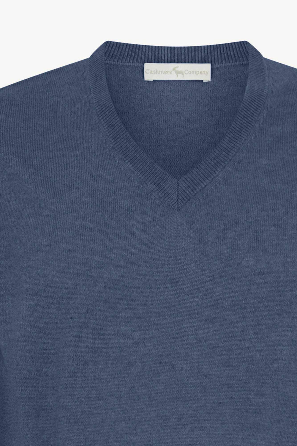 Maglia Scollo a V in Puro Cashmere Denim Scuro