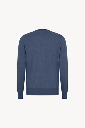 Maglia Scollo a V in Puro Cashmere Denim Scuro