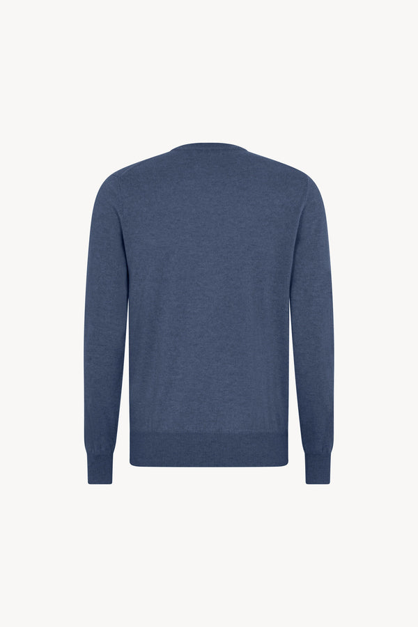 Maglia Scollo a V in Puro Cashmere Denim Scuro
