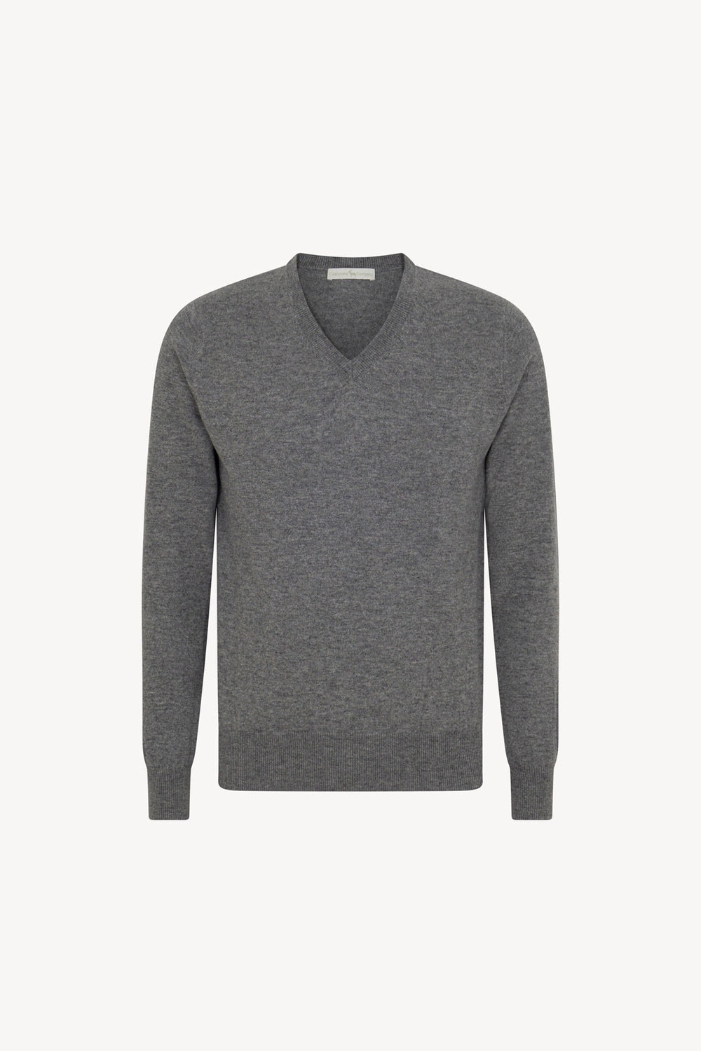Medium Grey Pure Cashmere V-Neck Pullover