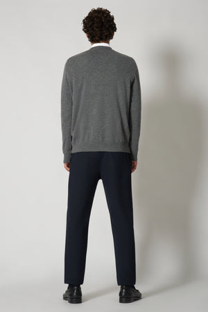 Medium Grey Pure Cashmere V-Neck Pullover