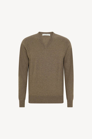 Maglia Scollo a V in Puro Cashmere Dune