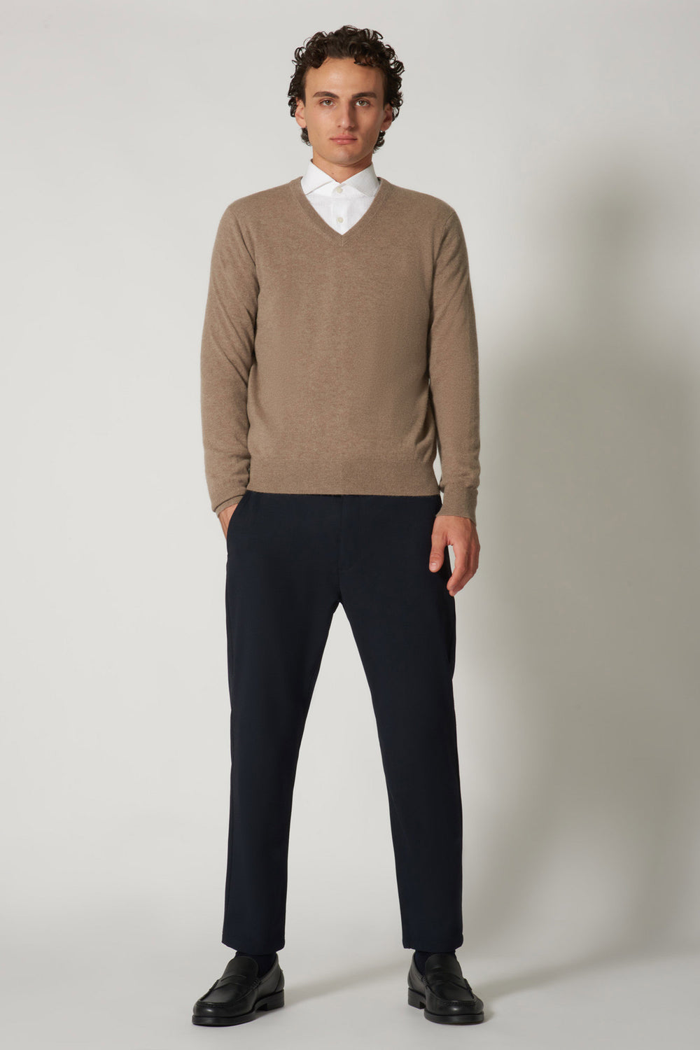 Maglia Scollo a V in Puro Cashmere Dune